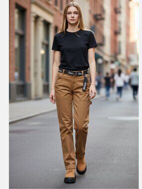 NWT Dickies Brown Duck Cargo Pants Relaxed Fit Utility Pants Belted 30R